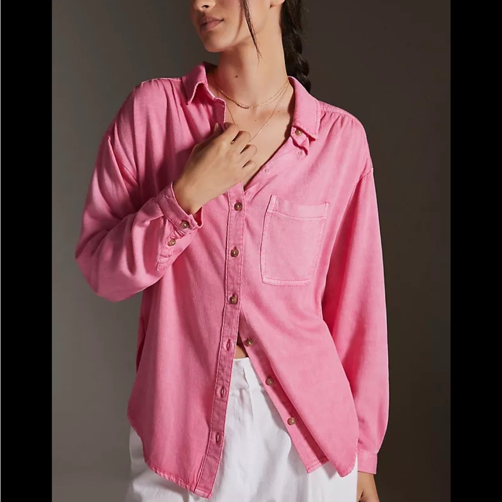 Anthropologie Pilcro Pink Button-Up Shirt